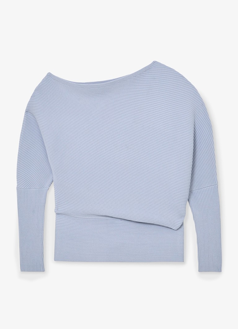 Reiss Dames Lorna fijngebreide trui met asymmetrisch hals in de kleur Donkerblauw