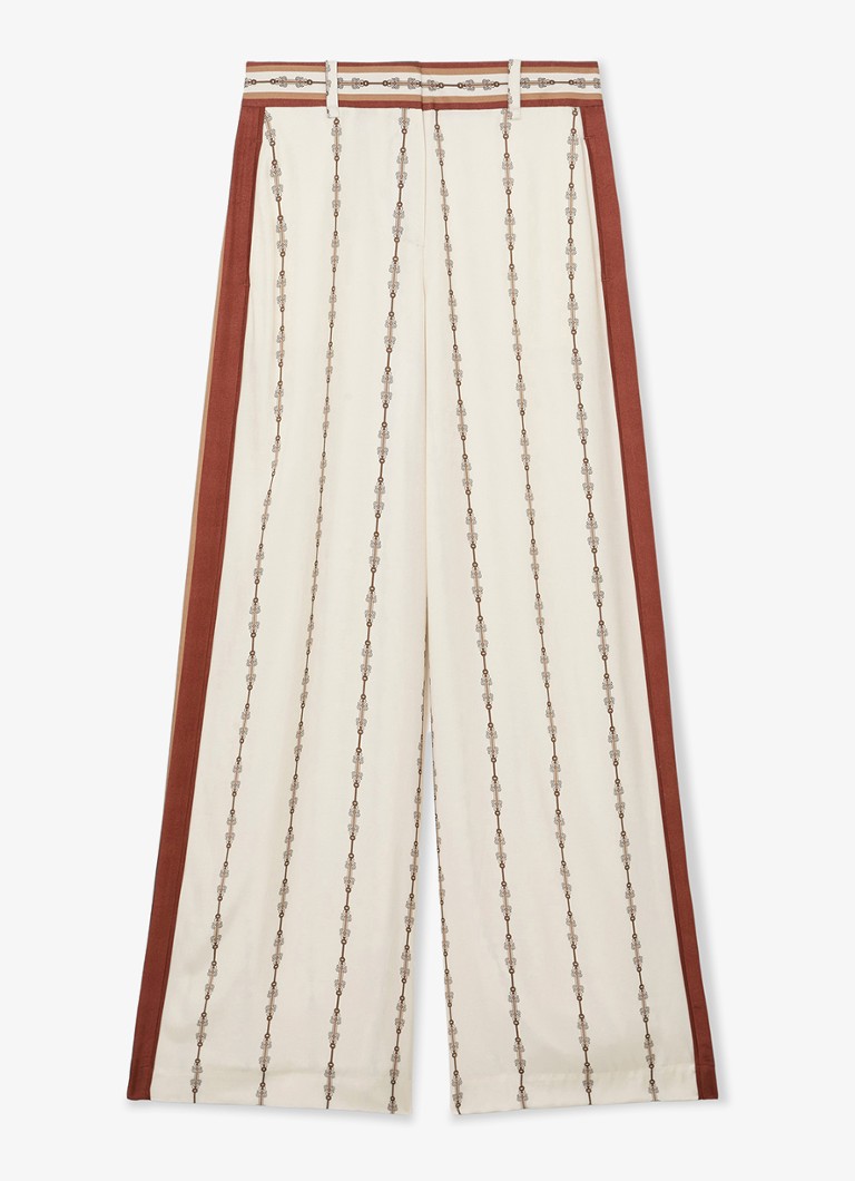 Reiss Dames Lydia high waist wide fit pantalon met print in de kleur Wit