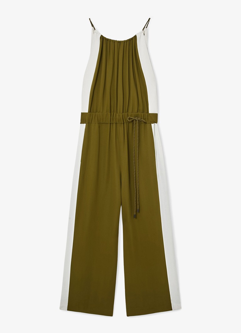 Reiss Dames Inez wide fit jumpsuit met trekkoord in de kleur Groen