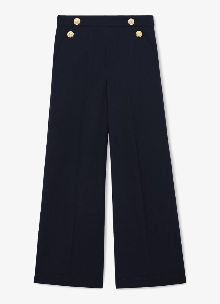 Reiss Dames Carley high waist wide fit pantalon met steekzakken in de kleur Blauw