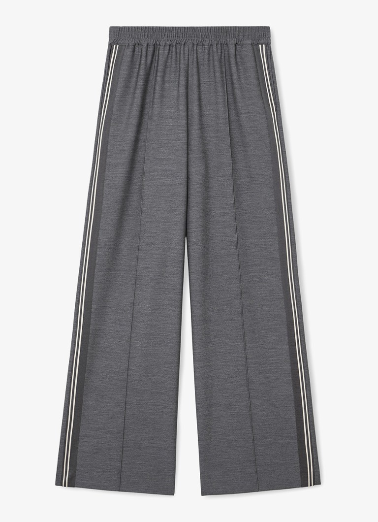 Reiss Dames Marlow high waist wide fit trackpants met gestreept detail in de kleur Grijs