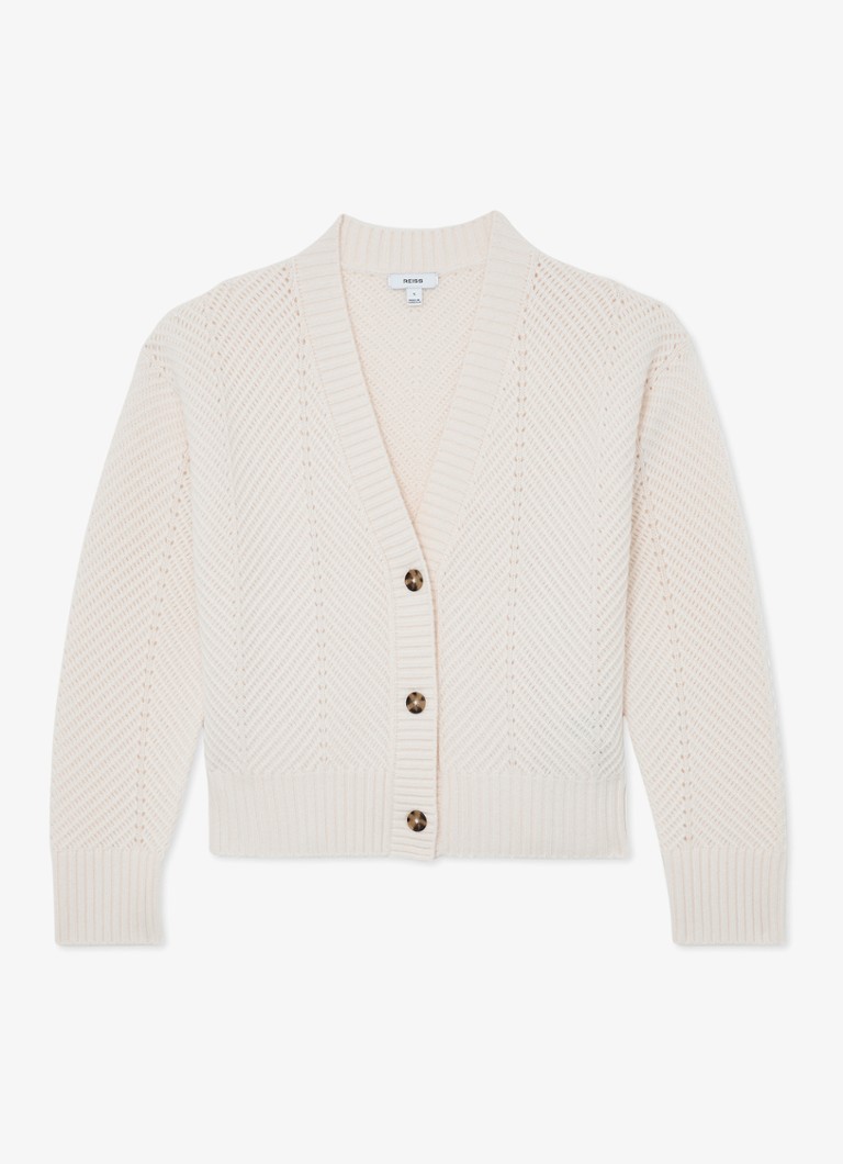 Reiss Dames Lottie grofgebreid vest in kasjmierblend met structuur in de kleur Beige