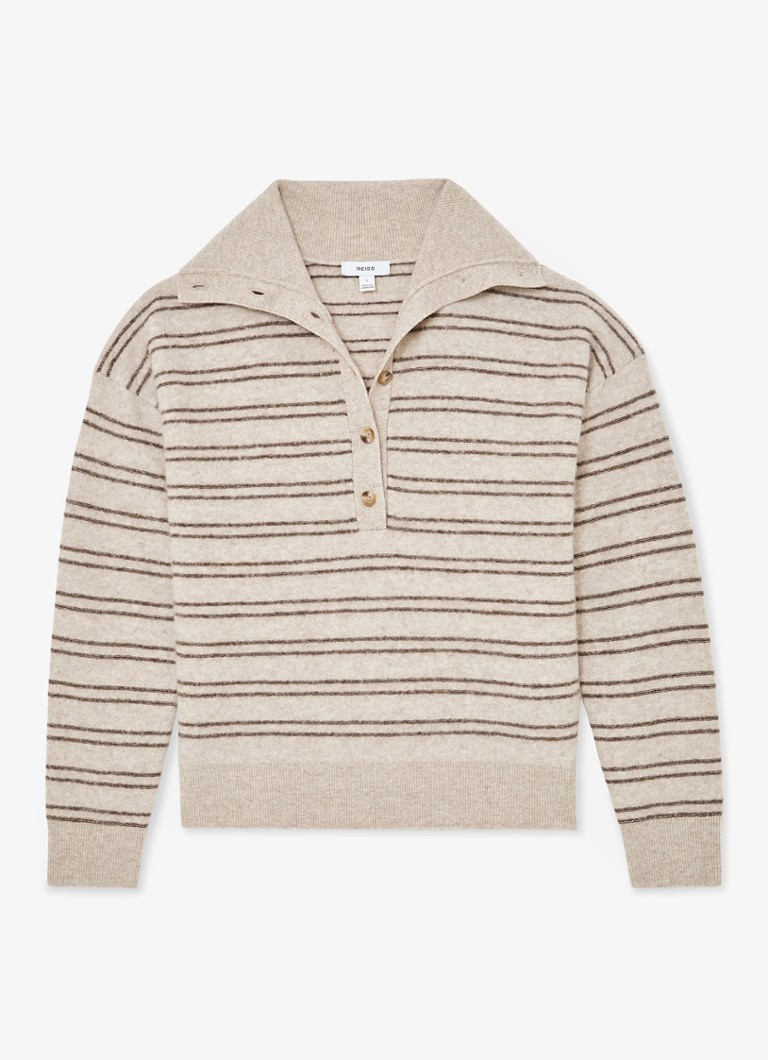 Reiss Dames Evana fijngebreide trui in kasjmierblend met polokraag in de kleur Bruin