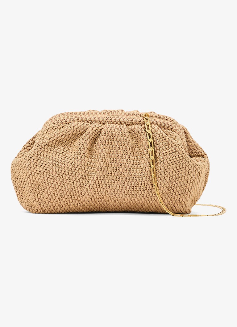 Reiss Dames Georgia clutch met gevlochten detail en afneembare schouderriem in de kleur Beige