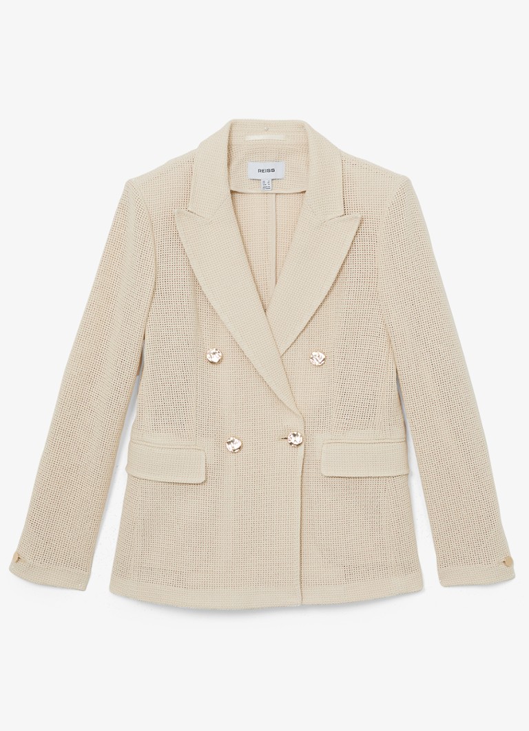 Reiss Dames Fiore double breasted blazer met klepzakken in de kleur Beige