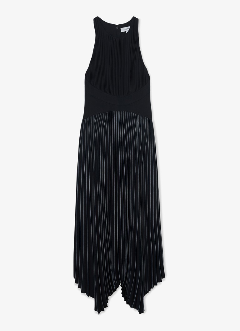 Reiss Dames Rachel midi jurk met plooien in de kleur Blauw