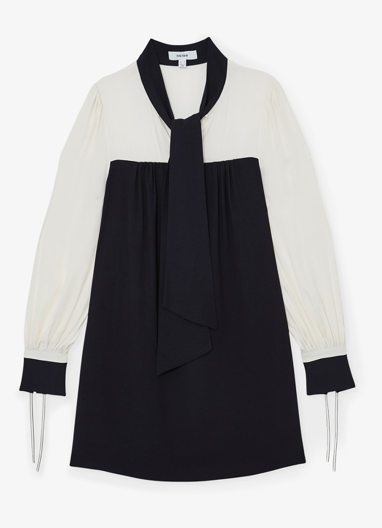 Reiss Dames Cam mini tuniekjurk met sjaalkraag in de kleur Donkerblauw