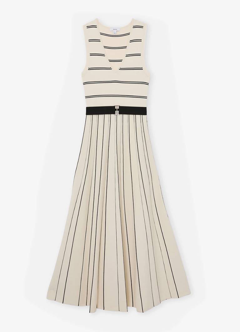 Reiss Dames Mallory midi jurk met plooien in de kleur Beige