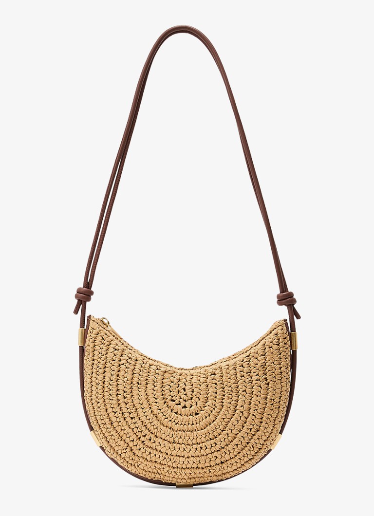 Reiss Dames Harriet schoudertas met details van leer in de kleur Bruin