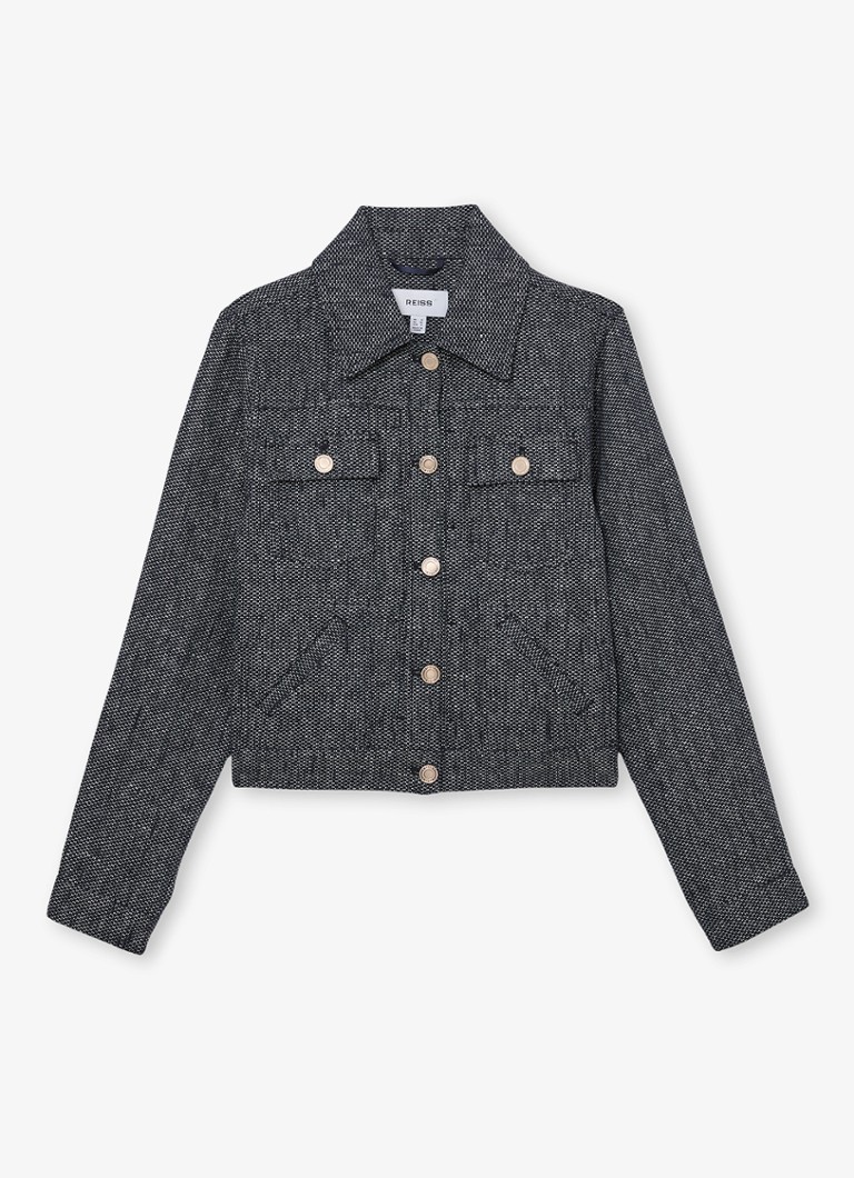 Reiss Dames Bree jack in linnenblend in de kleur Blauw