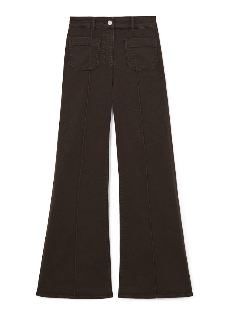 Reiss Dames Sakura high waisted flared jeans met steekzakken in de kleur Donkerbruin