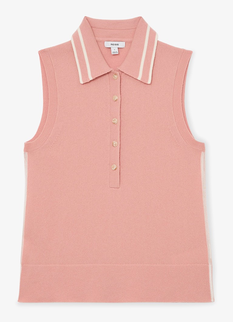 Reiss Dames Saskia fijngebreide mouwloze top in kasjmierblend in de kleur Roze