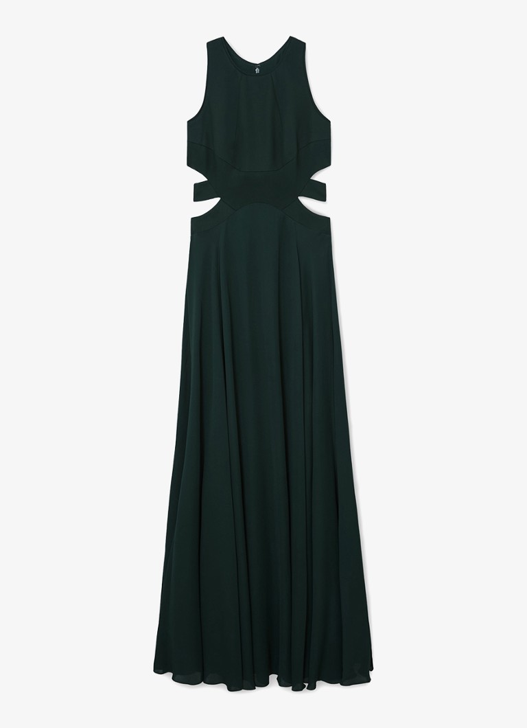 Reiss Dames Paloma maxi jurk met cut out detail in de kleur Groen