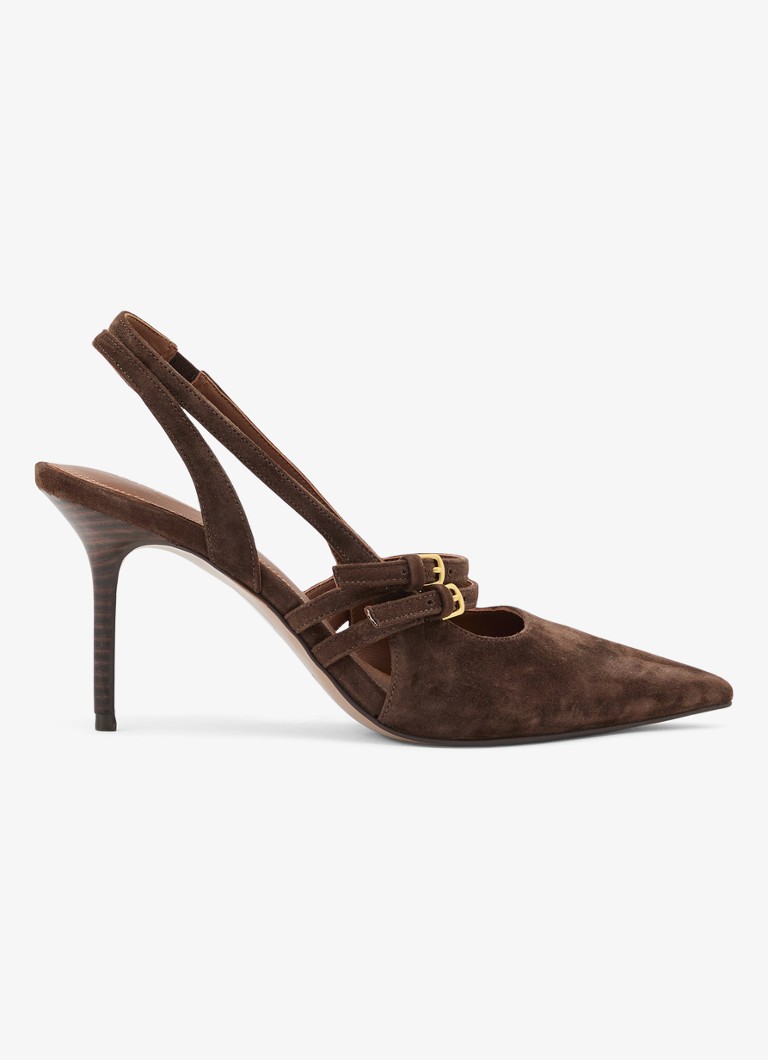 Reiss Dames Beatrice sling-back van suède in de kleur Chocoladebruin