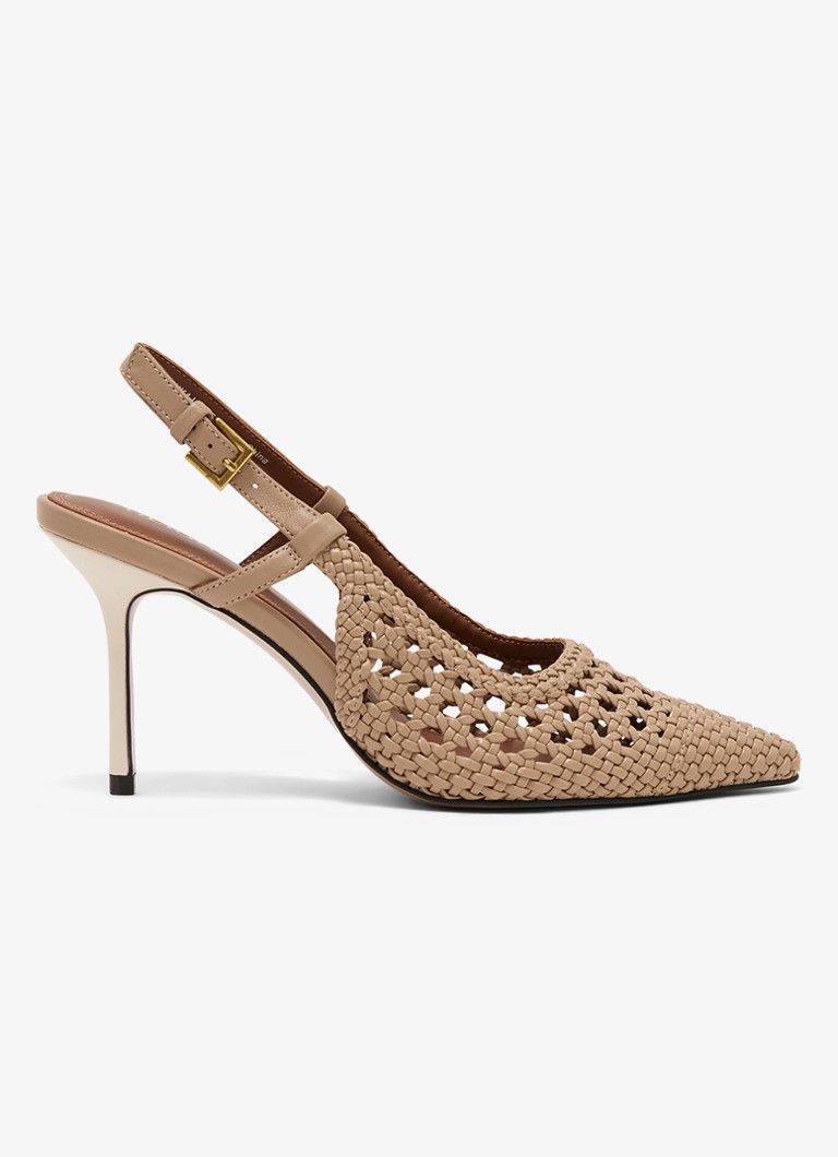 Reiss Dames Lena slingback van geitenleer met gevlochten detail in de kleur Bruin