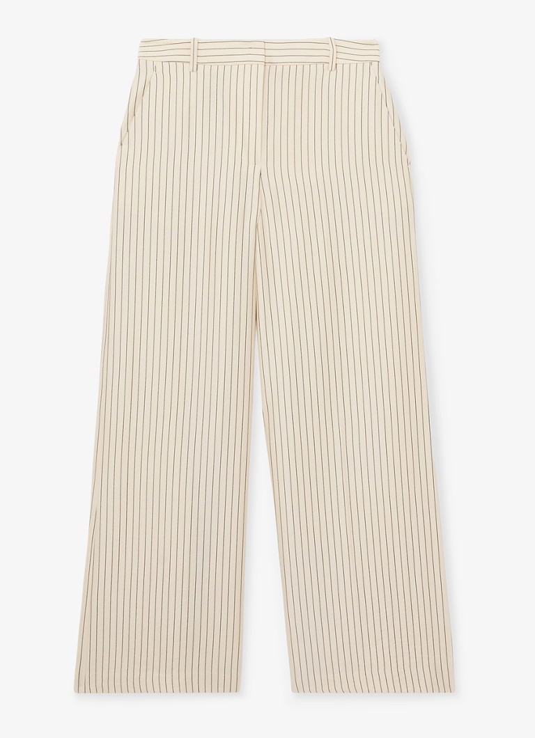 Reiss Dames Jayce high waist wide fit pantalon met streepprint in de kleur Creme