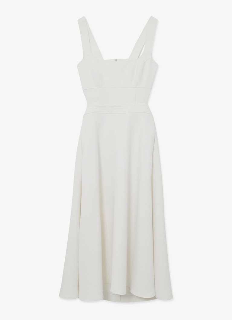 Reiss Dames DINA Waisted Cut-Out Twill Midi Dress in de kleur Wit