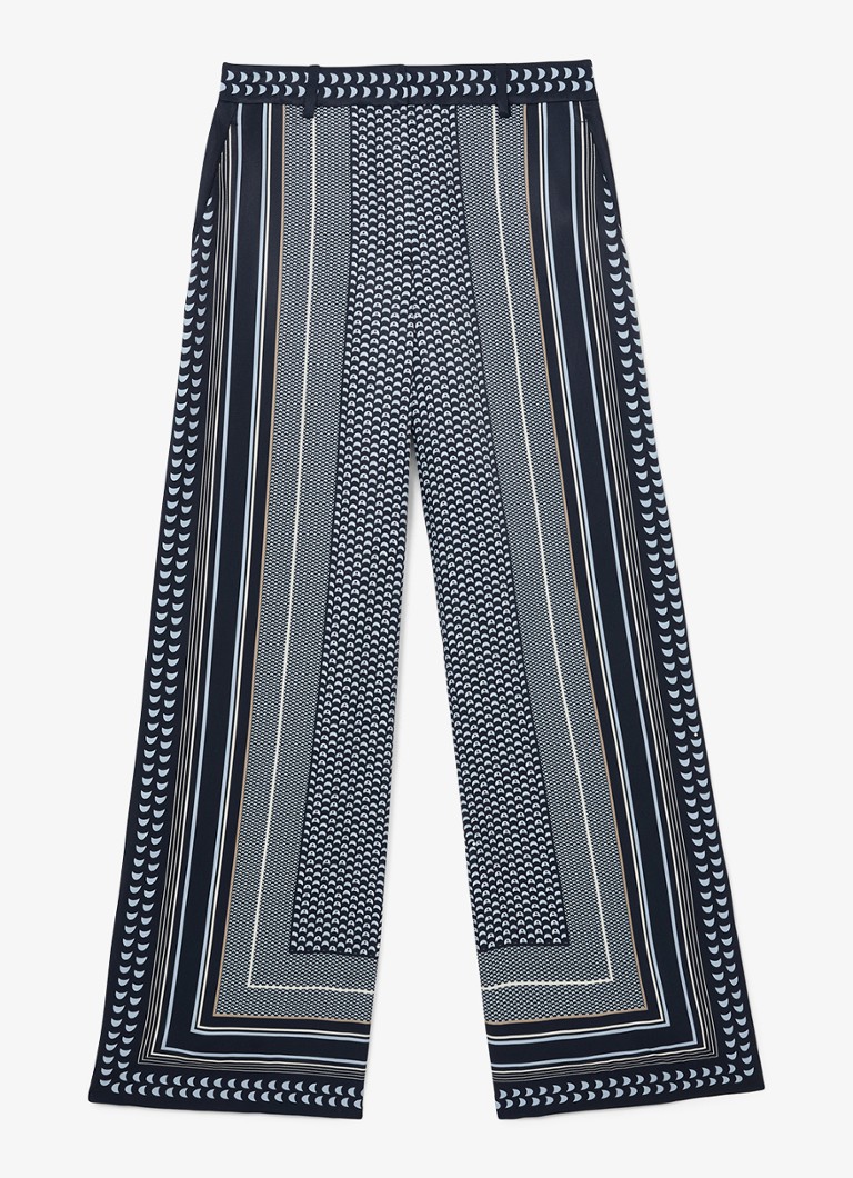 Reiss Dames Anna high waist wide fit pantalon met print in de kleur Blauw