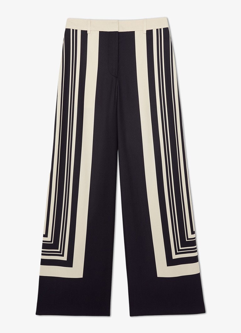 Reiss Dames High waist wide fit pantalon met grafische print in de kleur Zwart