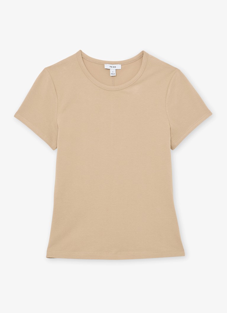 Reiss Dames Jolie T-shirt met stretch in de kleur Camel