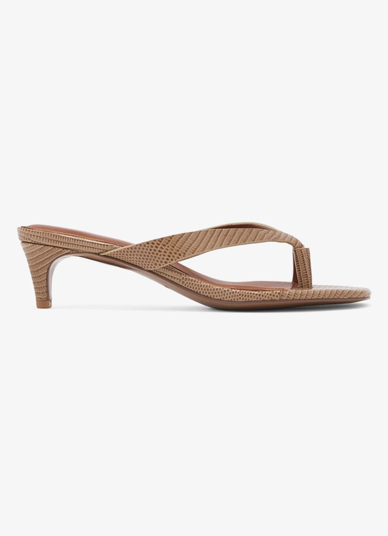 Reiss Dames Mia sandalette van leer in de kleur Beige