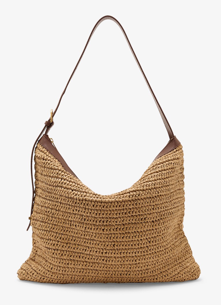 Reiss Dames Margot schoudertas met gevlochten detail in de kleur Beige