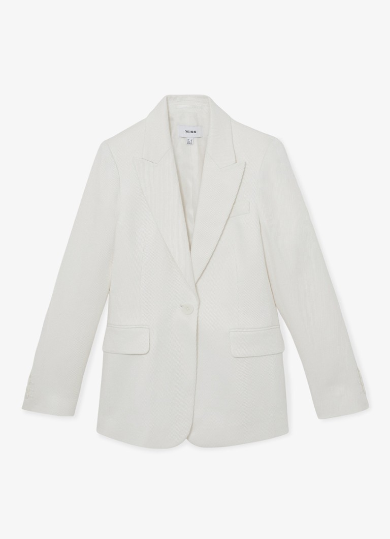 Reiss Dames Alyx blazer in linnenblend met klepzakken in de kleur Wit