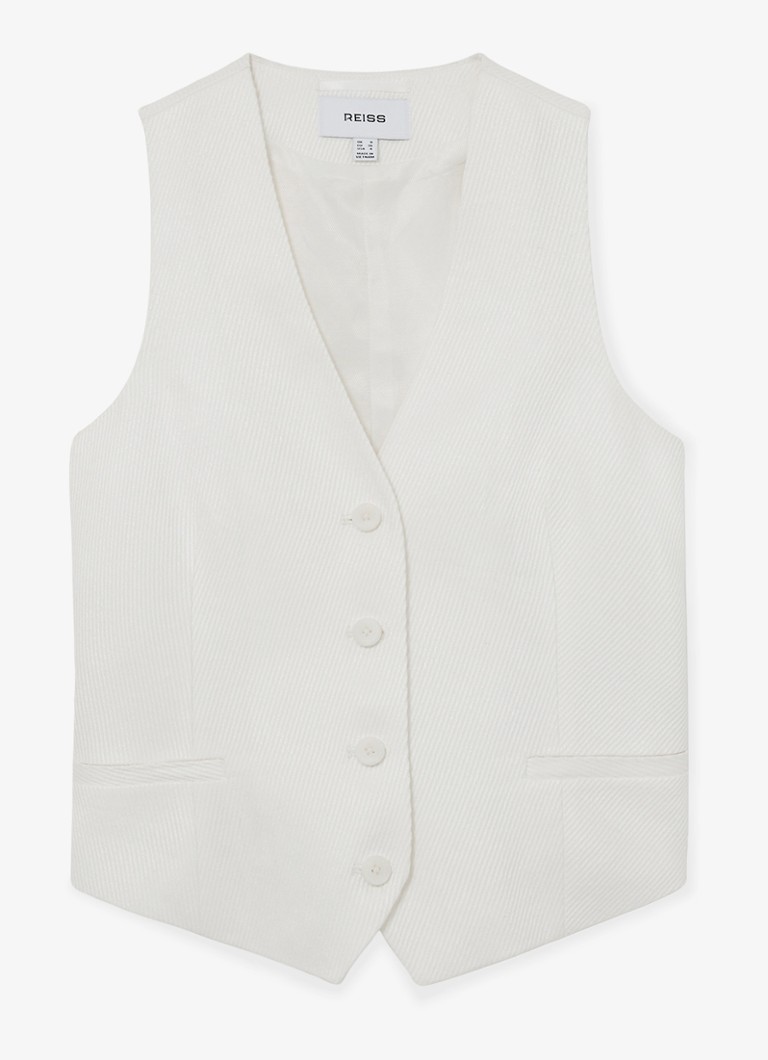 Reiss Dames Alyx gilet in linnenblend met structuur in de kleur Wit