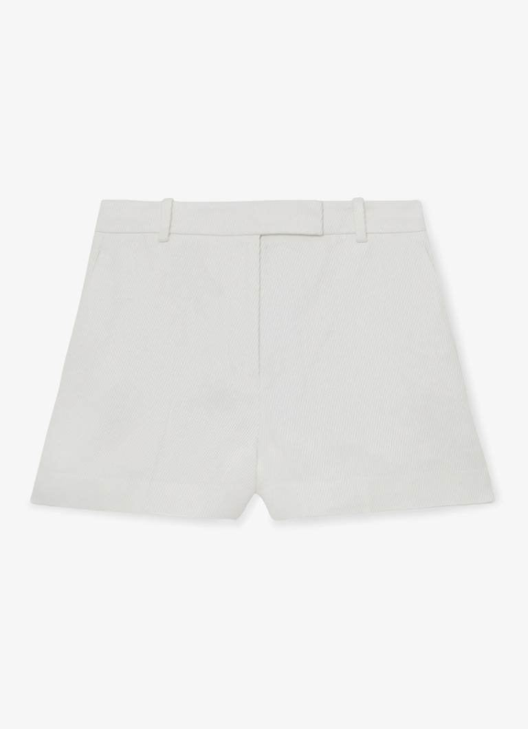 Reiss Dames Alyx high waist wide fit korte broek in linnenblend in de kleur Wit