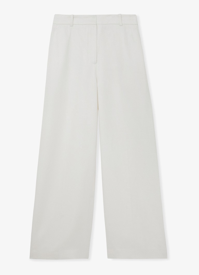 Reiss Dames Alyx high waist wide fit pantalon in linnenblend in de kleur Wit