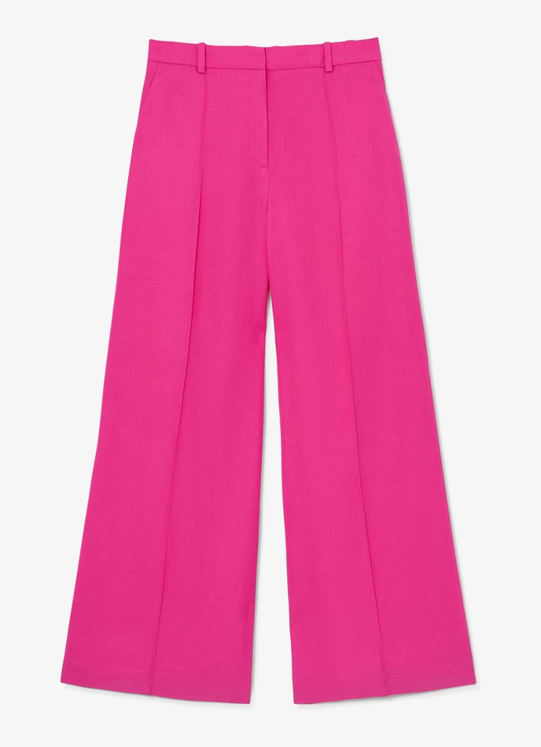 Reiss Dames Charli high waist wide fit pantalon in linnenblend in de kleur Oudroze