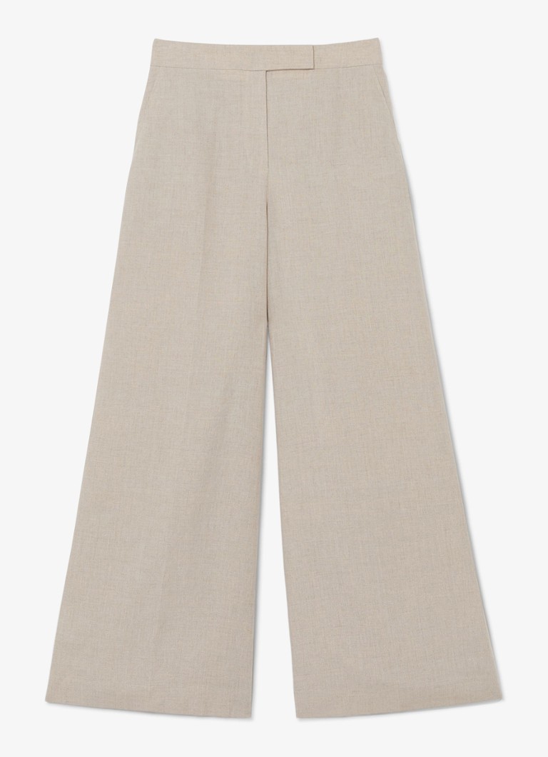 Reiss Dames Kit high waist wide fit pantalon van linnen in de kleur Beige
