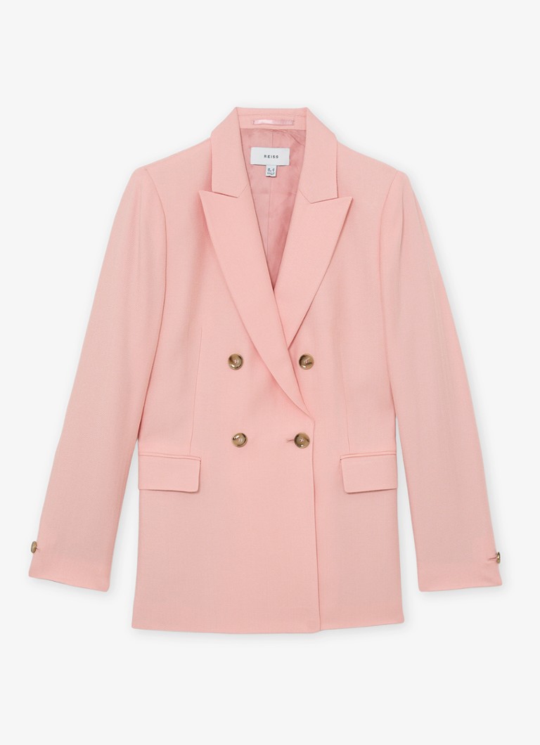 Reiss Dames Magda double-breasted blazer met klepzakken in de kleur Oudroze