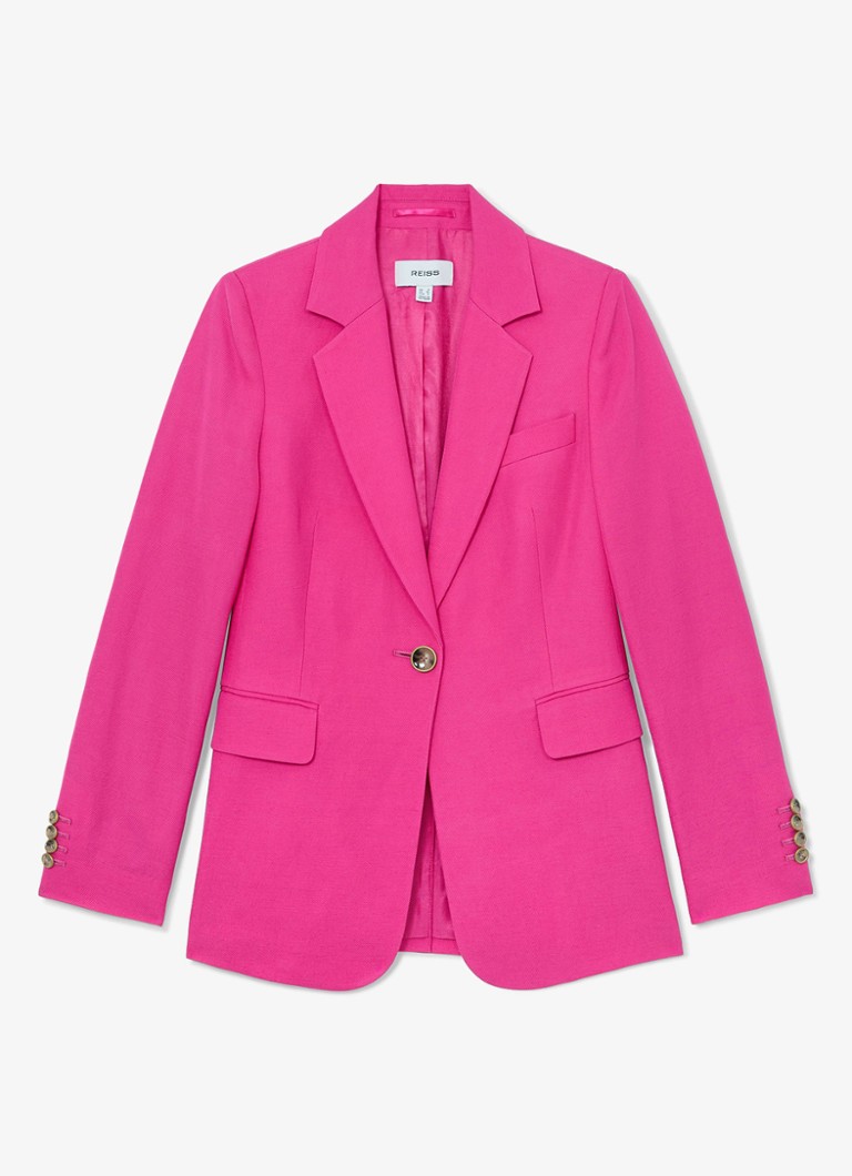 Reiss Dames Charli regular fit blazer in linnenblend in de kleur Oudroze