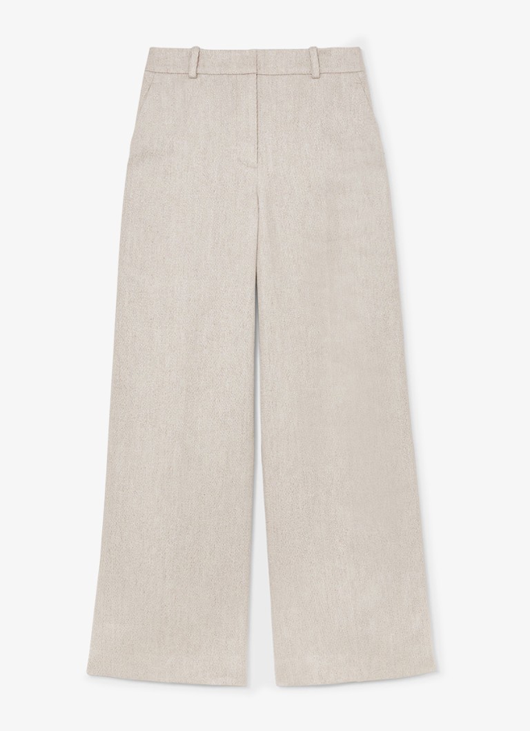 Reiss Dames Nolah high waist wide fit pantalon in linnenblend in de kleur Naturel