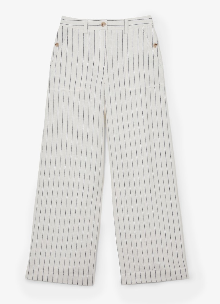 Reiss Dames Ashby high waist wide fit pantalon van linnen in de kleur Gebroken wit
