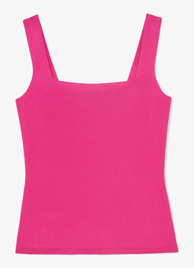 Reiss Dames Fion fijngebreide top met rechthoekige hals in de kleur Roze