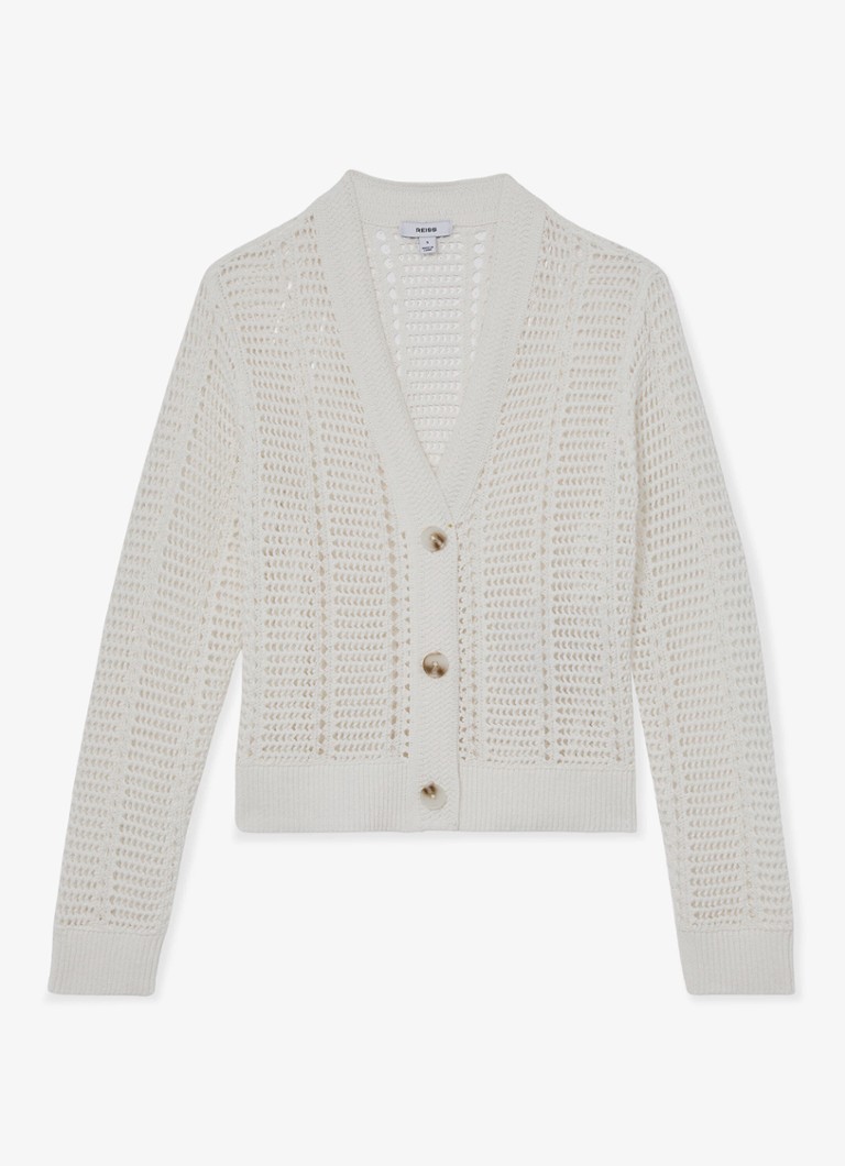 Reiss Dames Star Grofgebreid vest met V-hals in de kleur Wit