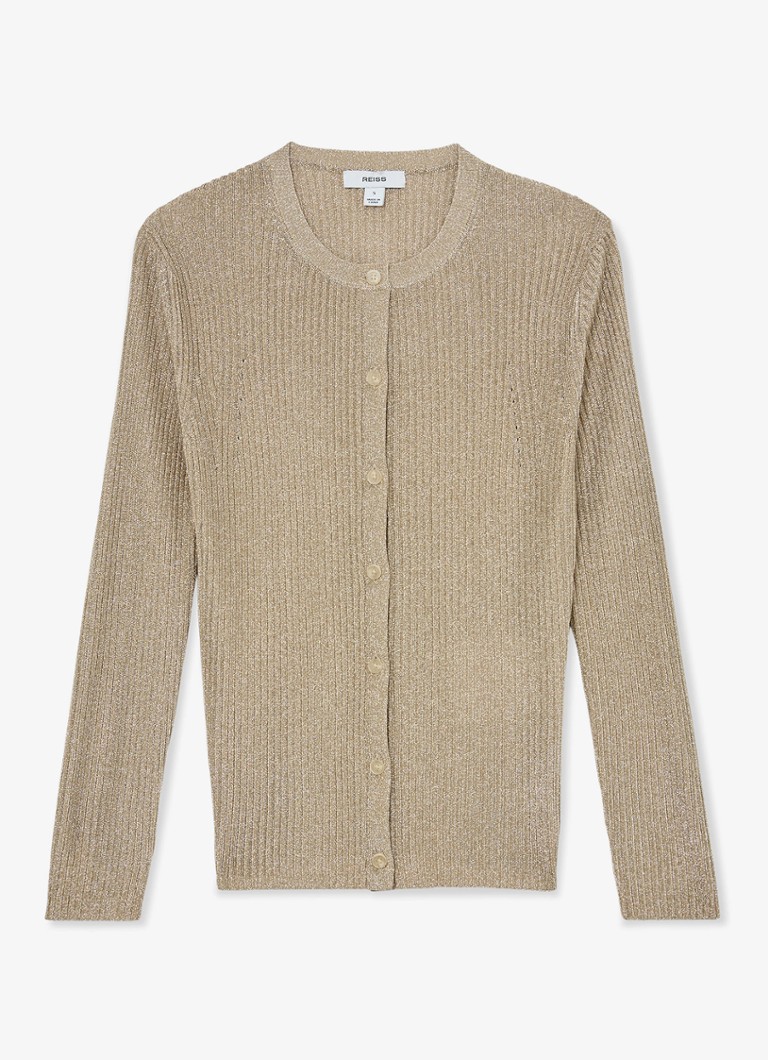 Reiss Dames Milo fijngebreid vest met lurex in de kleur Goud