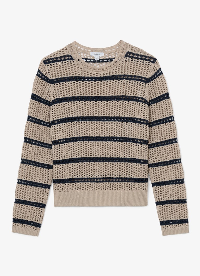 Reiss Dames Skylar grofgebreide trui met streepprint in de kleur Creme