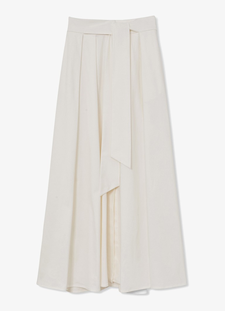 Reiss Dames Simone geplooide maxirok van katoen blend in de kleur Wit