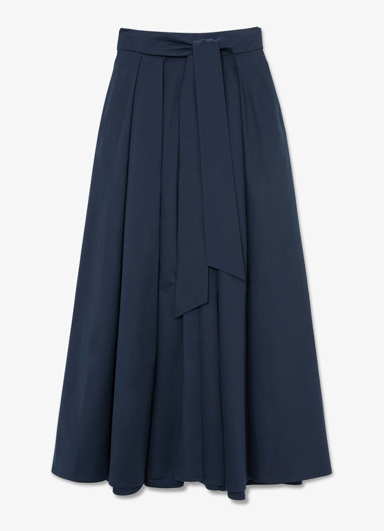Reiss Dames Simone geplooide maxirok van katoen blend in de kleur Blauw