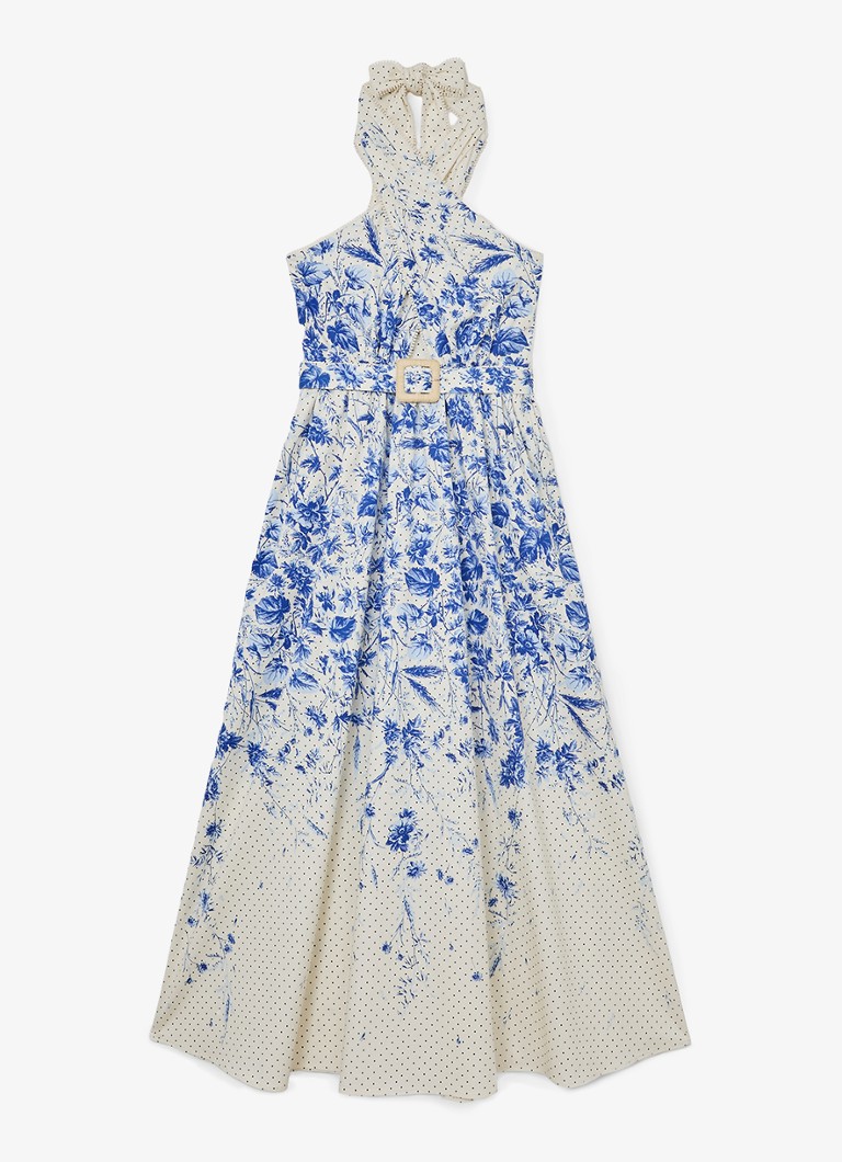 Reiss Dames Amaya maxi jurk met bloemenprint in de kleur Blauw
