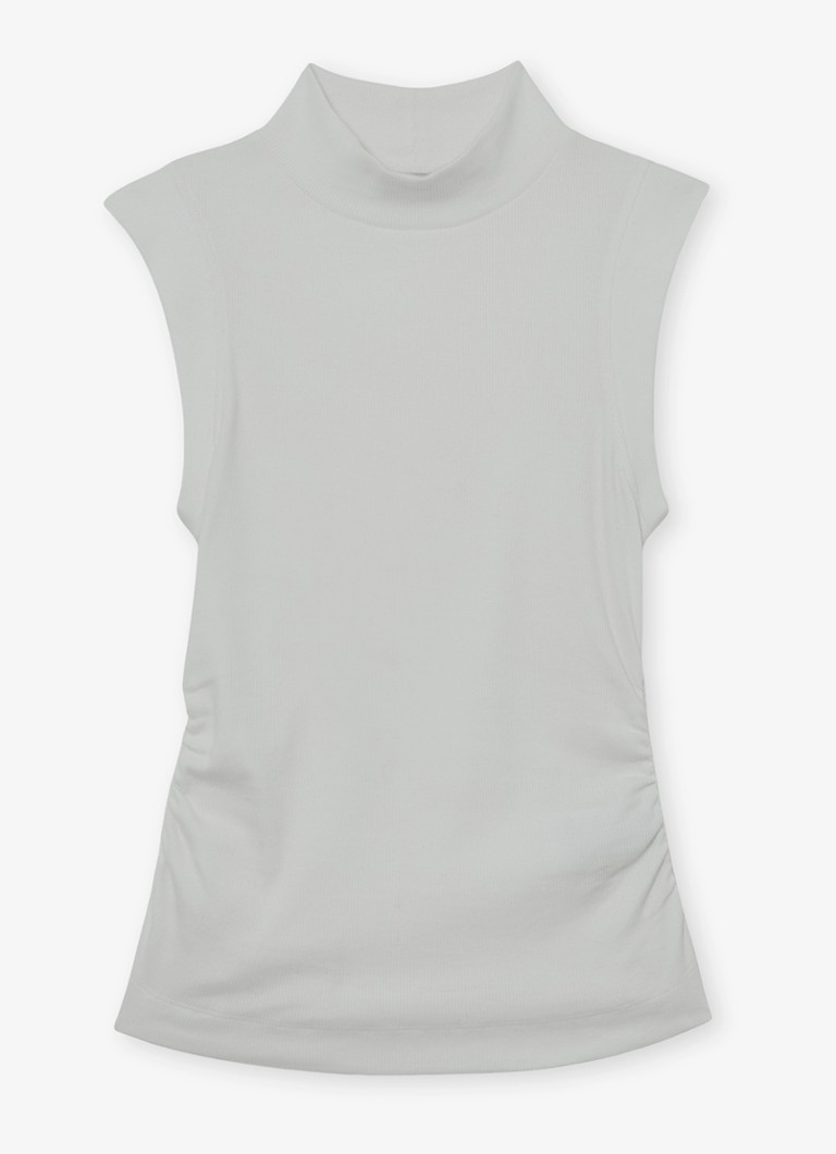 Reiss Dames Simon ribgebreide top met opstaande kraag in de kleur Wit