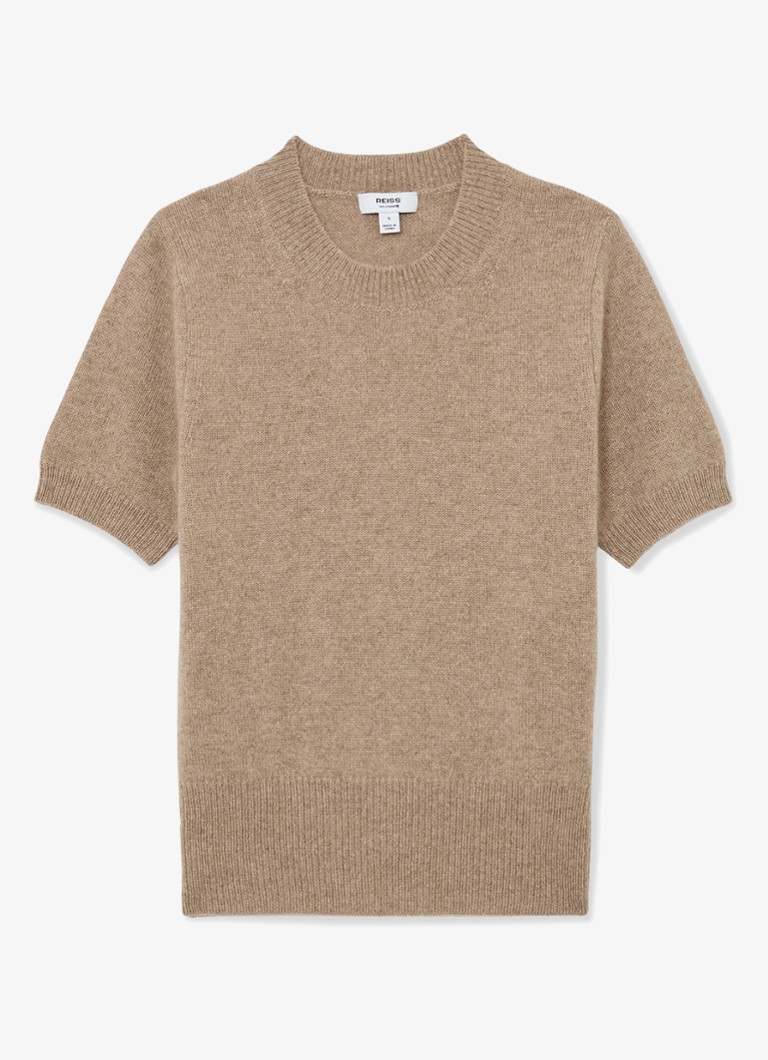 Reiss Dames Stevie fijngebreid trui van kasjmier met ronde hals in de kleur Beige