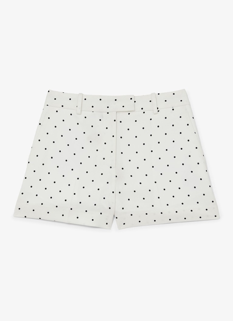 Reiss Dames Beatrix high waist wide fit korte broek met stippenprint in de kleur Wit