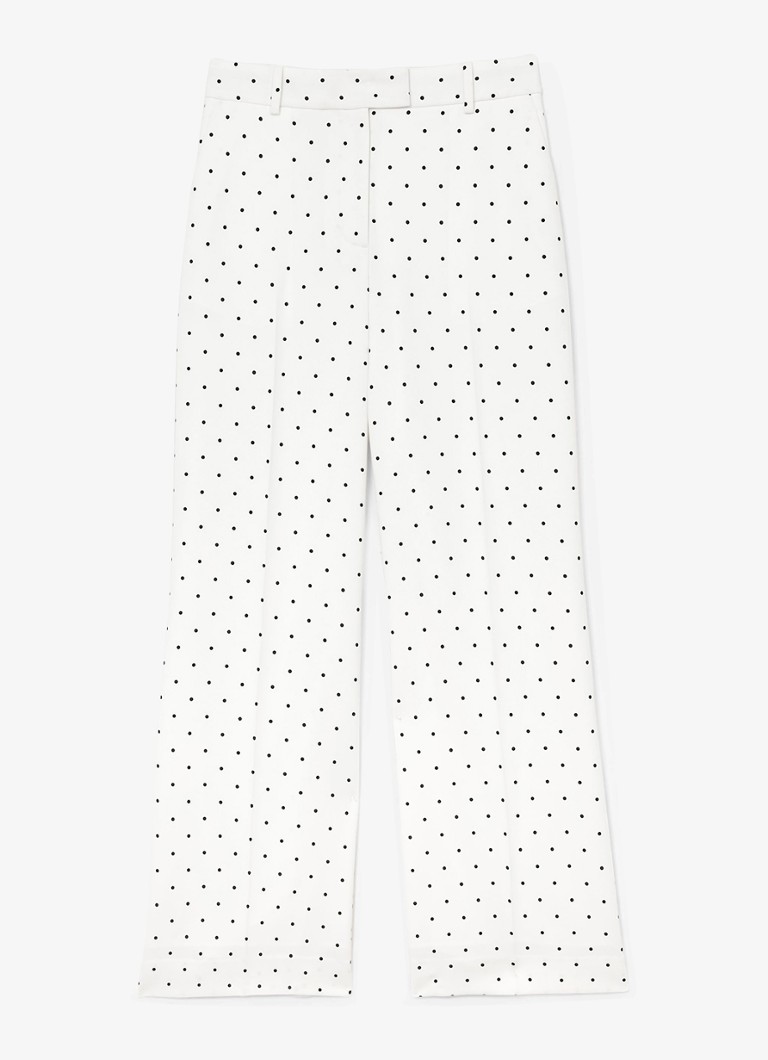 Reiss Dames Beatrix high waist wide fit pantalon met stippenprint in de kleur Wit