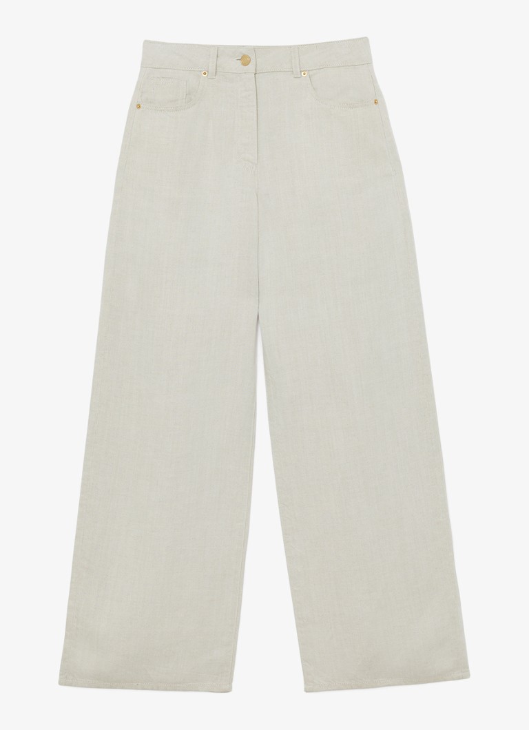 Reiss Dames Carmen high waist wide fit broek in linnenblend in de kleur Creme