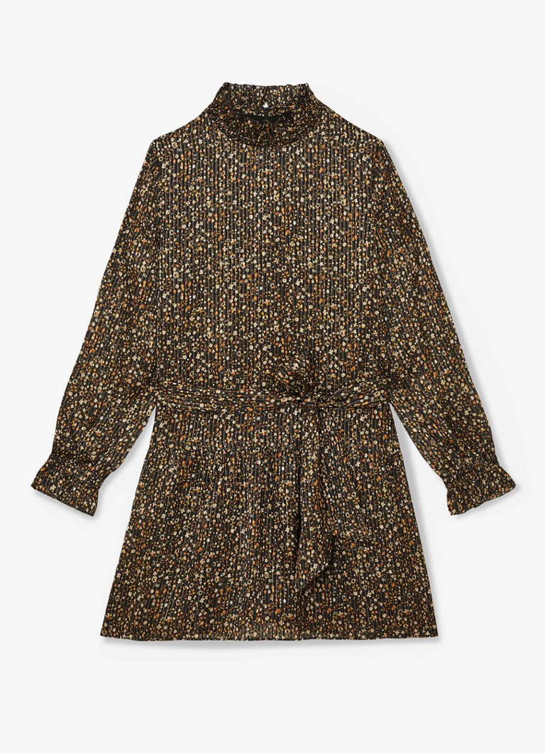 Reiss Dames Darci mini jurk met bloemenprint en strikceintuur in de kleur Zwart