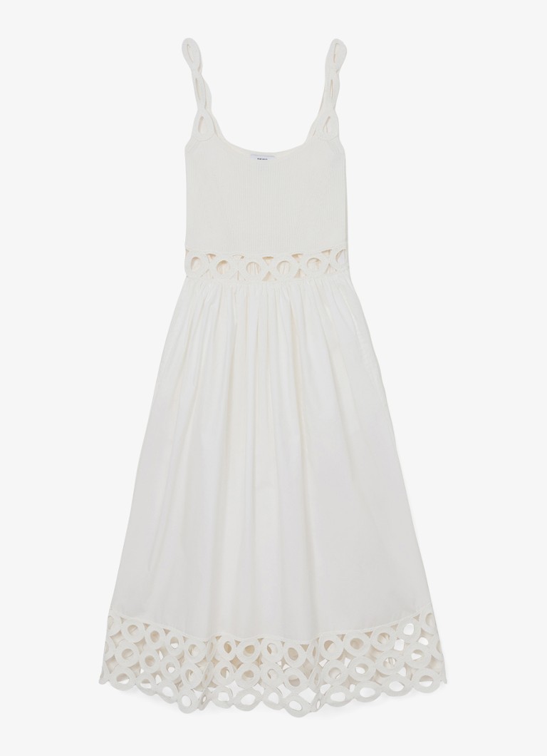 Reiss Dames Rite ribgebreide midi jurk met cut-out detail in de kleur Wit